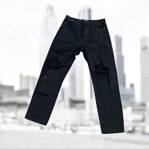 Just Black Denim Distressed Ripped Black Jeans  Very 80s Grunge Punk Skater Look